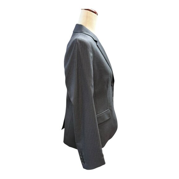 J Crew 1035 Super 120s Wool 2 Button Jacket~Sz 8 PETITE~Charcoal Gray Pinstripe - Picture 3 of 11